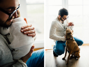 Neugeborenenshoot Homestory Babyfotos Babyshooting zuhause Homestory Babyfotograf Kassel Hessen modern lifestyle gemütlich Hund